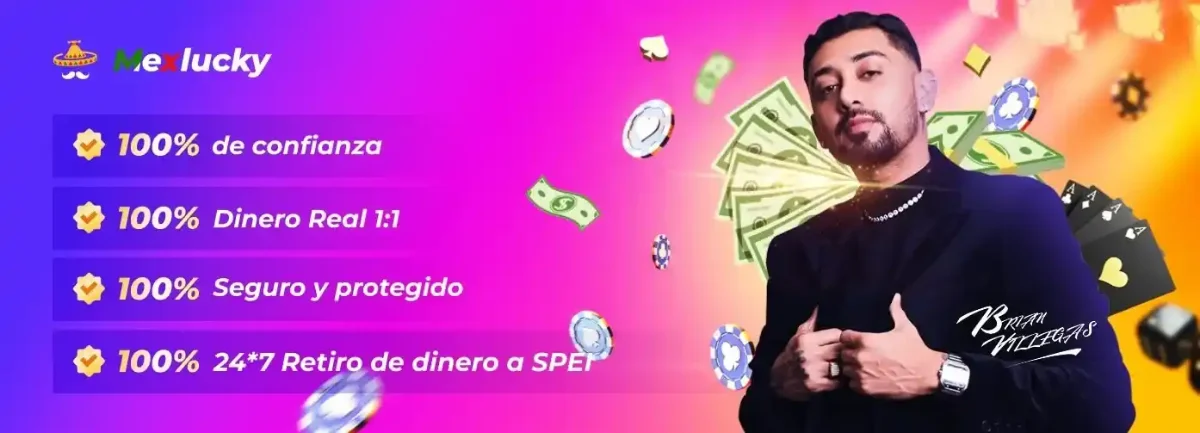 Franja de MexLucky con el retiro por SPEI y sus promesas de servicio